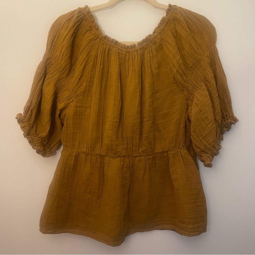 Old Navy Mustard Yellow Peasant Top - Picture 2 of 4